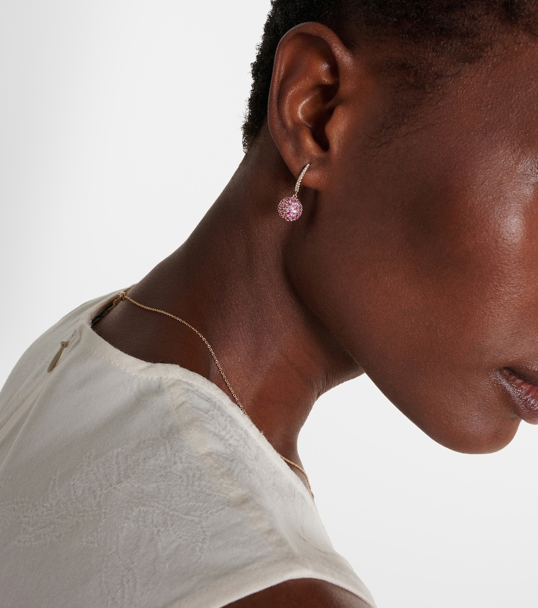 Boucles d'oreilles Bauble en or 14 ct, diamants et saphirs | Roxanne First