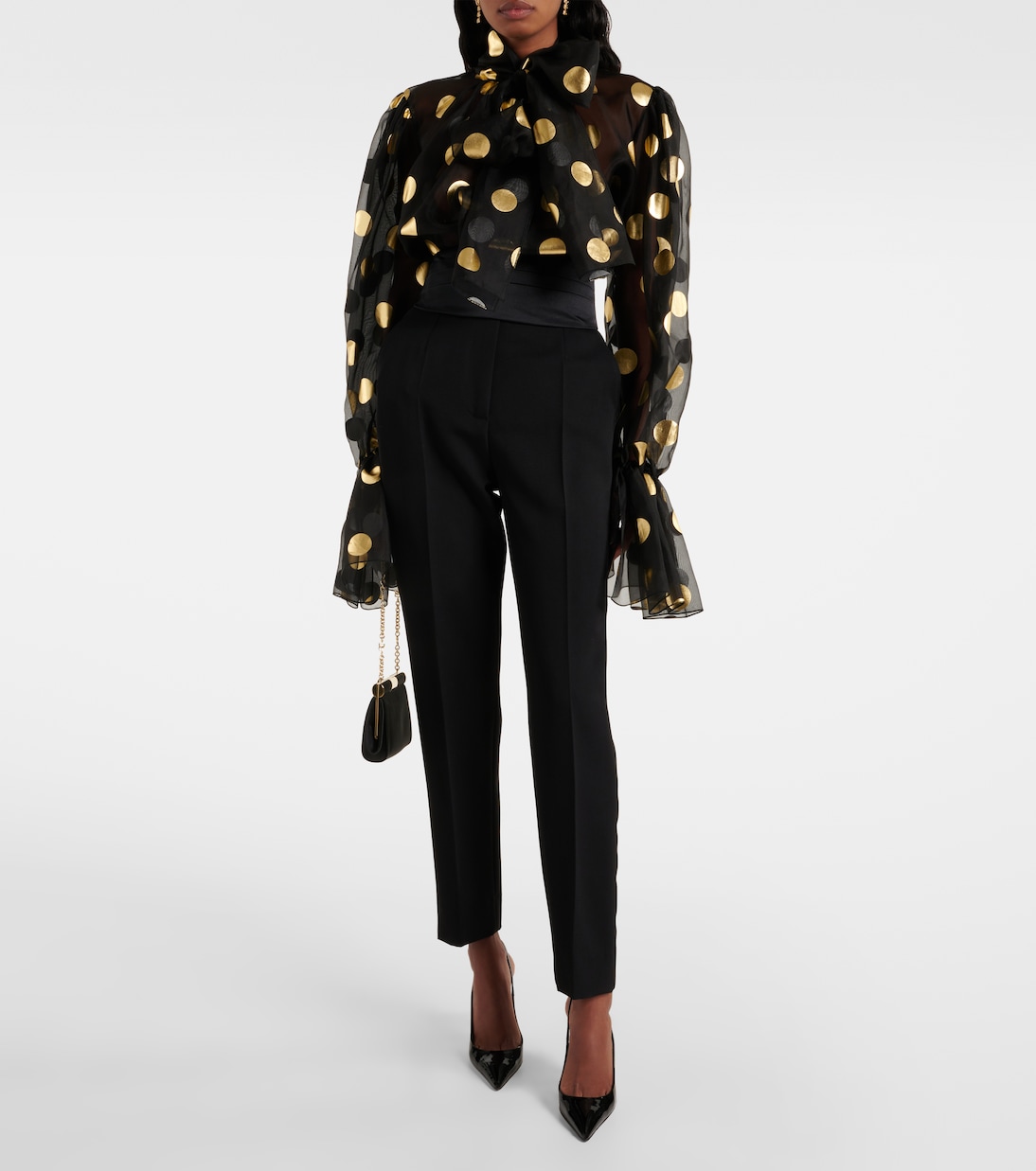 High-rise wool and silk-blend tuxedo pants | Dolce&Gabbana