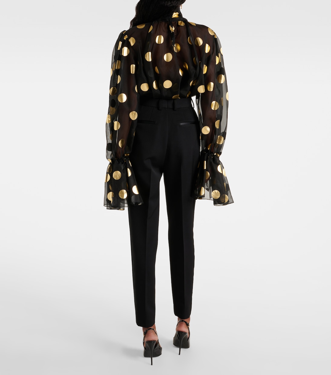 High-rise wool and silk-blend tuxedo pants | Dolce&Gabbana