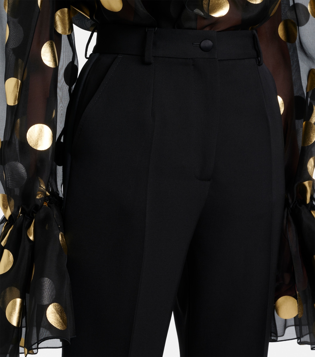 High-rise wool and silk-blend tuxedo pants | Dolce&Gabbana