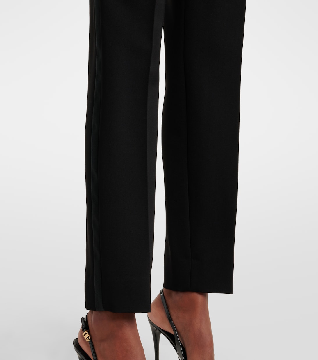 High-rise wool and silk-blend tuxedo pants | Dolce&Gabbana