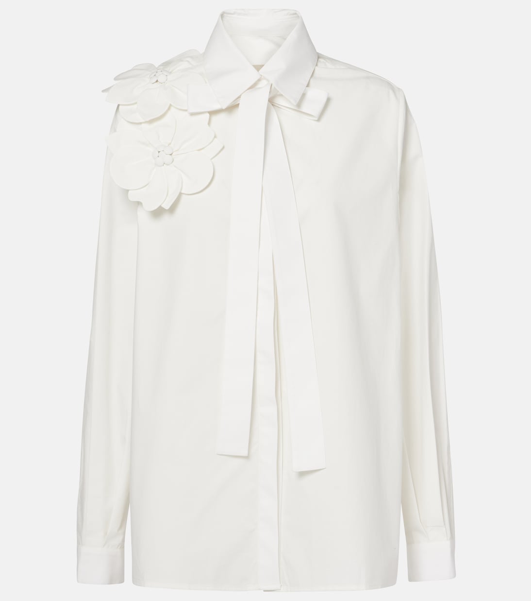 Camicia in popeline di cotone con applicazioni floreali | Elie Saab