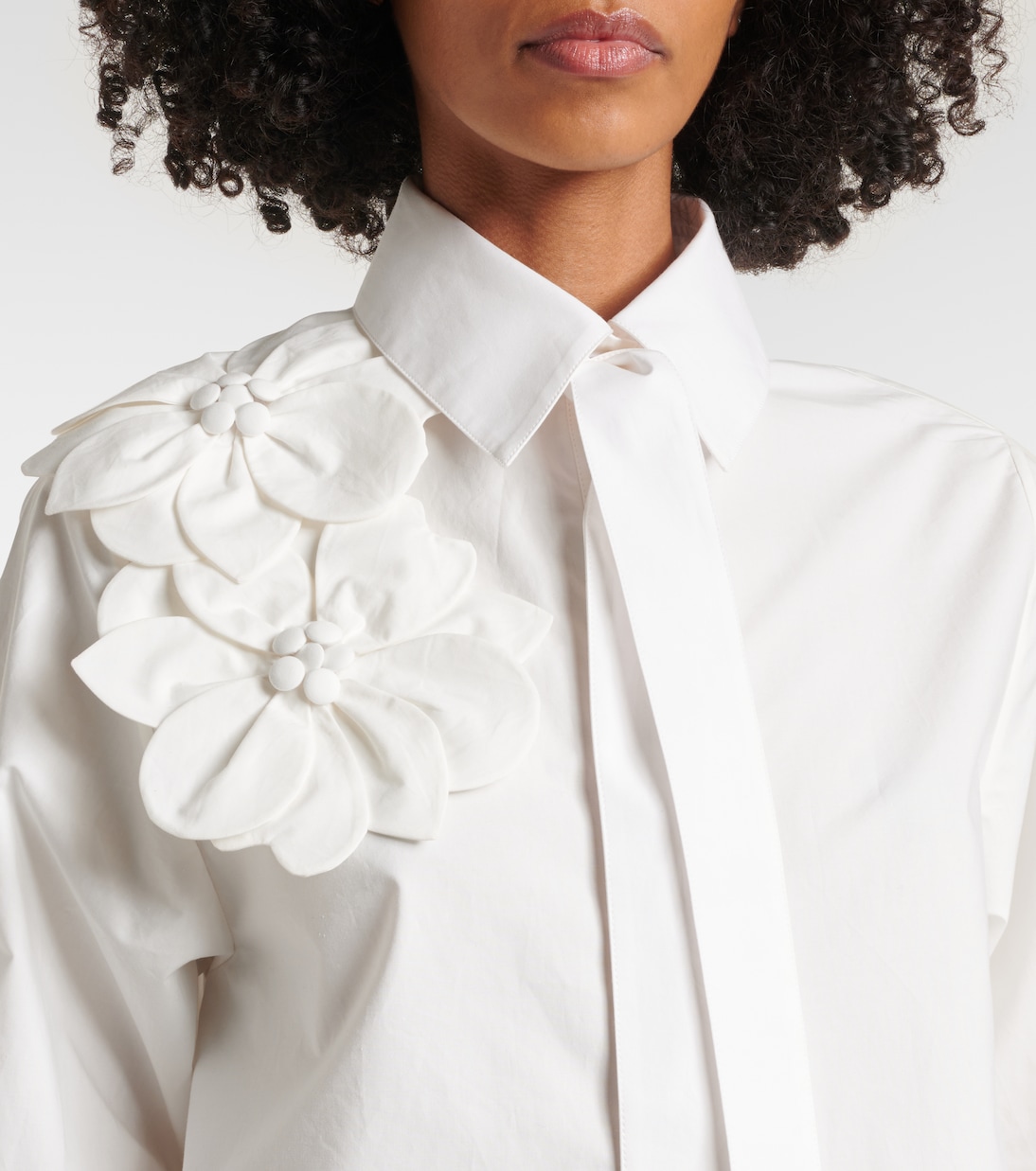 Camicia in popeline di cotone con applicazioni floreali | Elie Saab