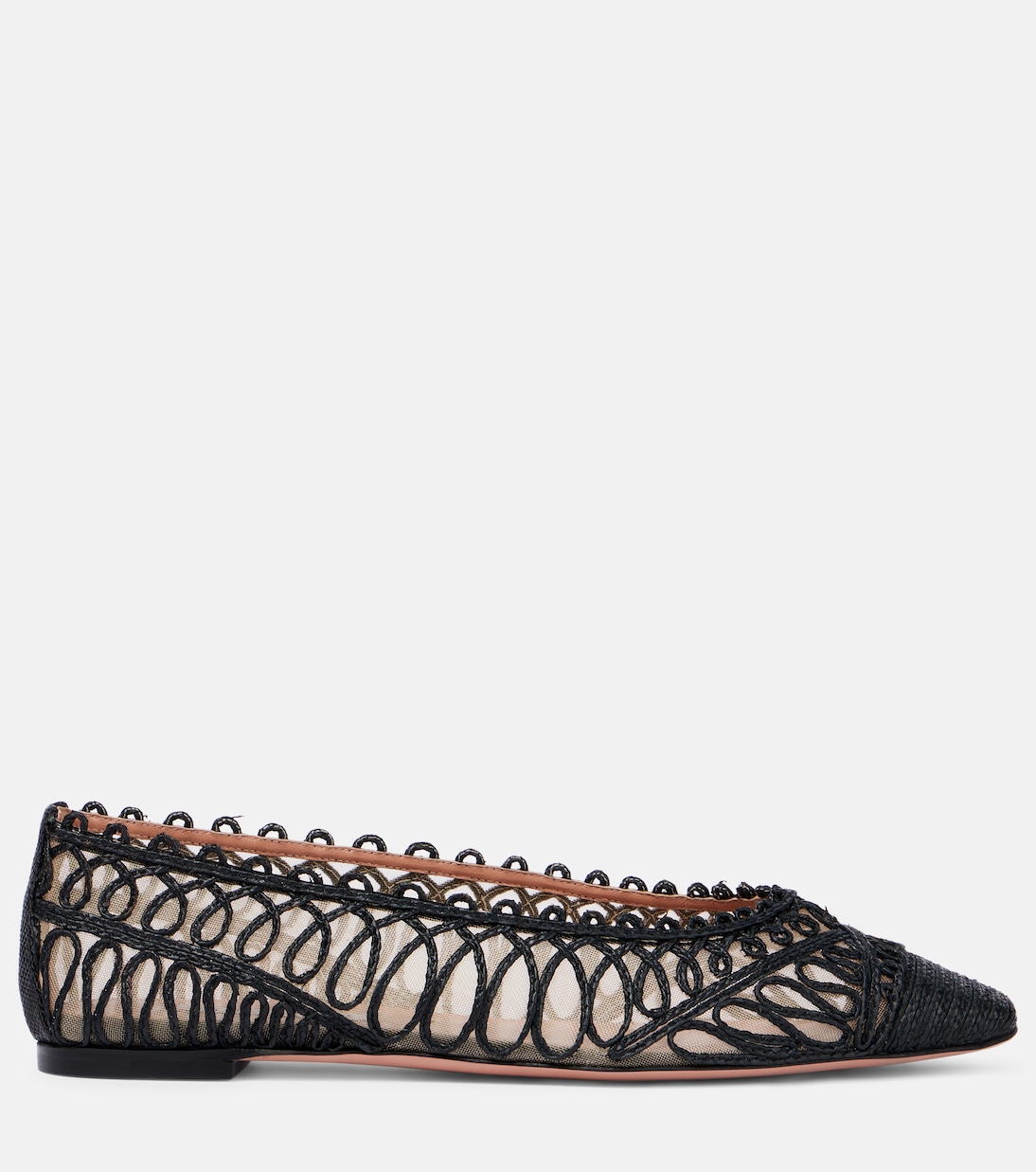 Kahlo raffia and mesh ballet flats | Aquazzura