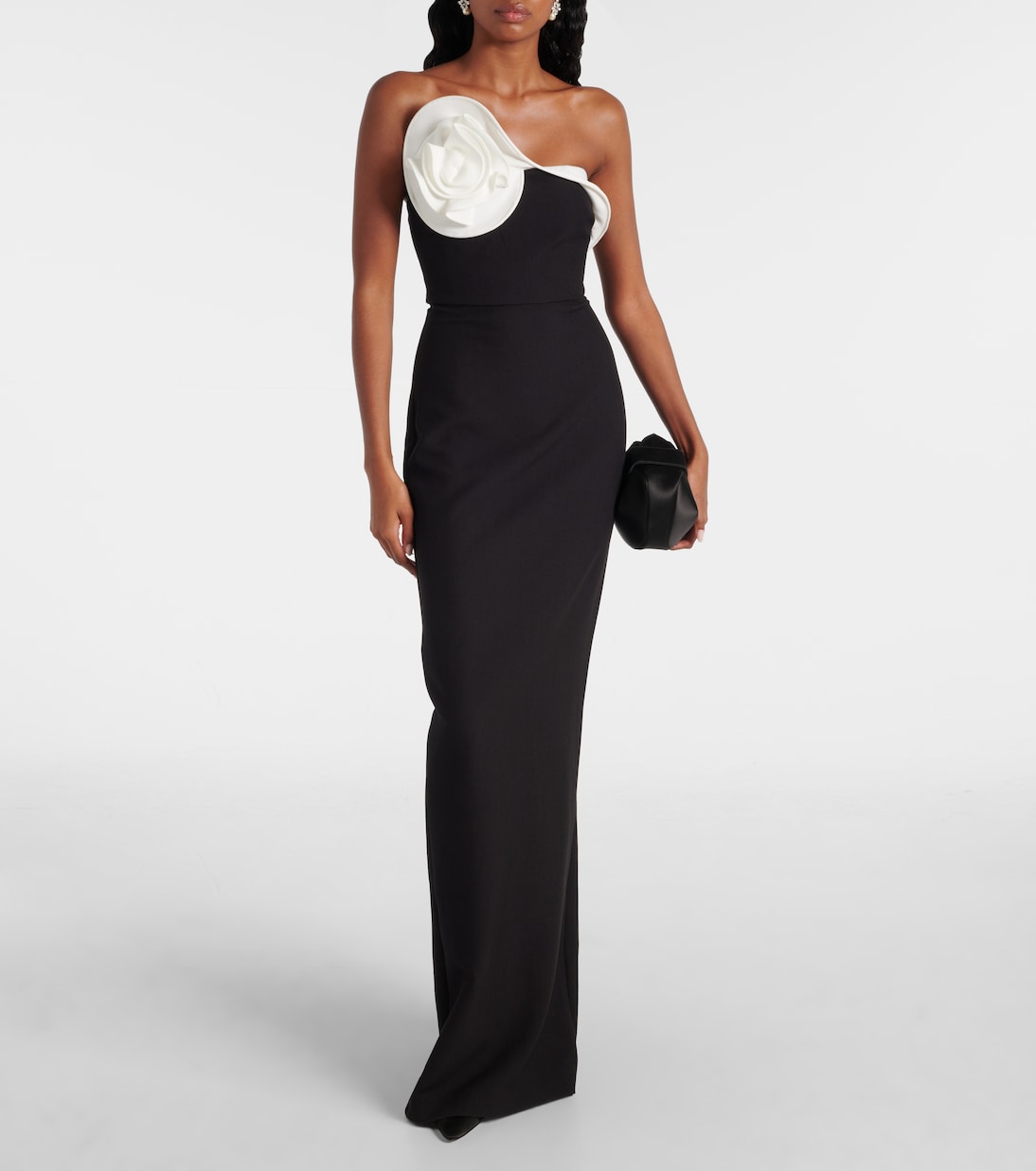 Floral-appliqué draped crêpe gown | Roland Mouret