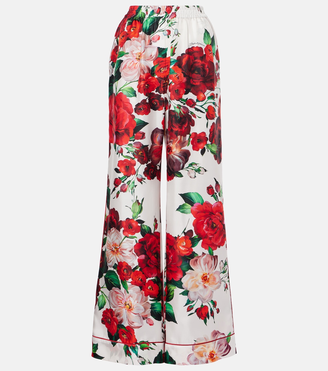 Pantalon ample en satin de soie à fleurs | Dolce&Gabbana