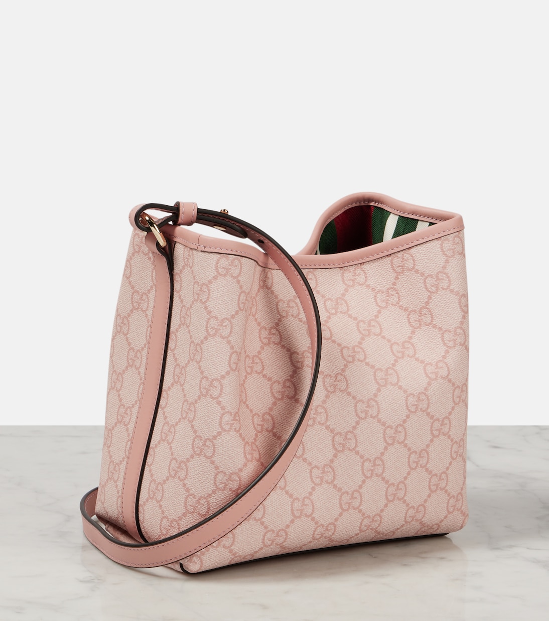 GG Emblem Mini leather-trimmed bucket bag | Gucci