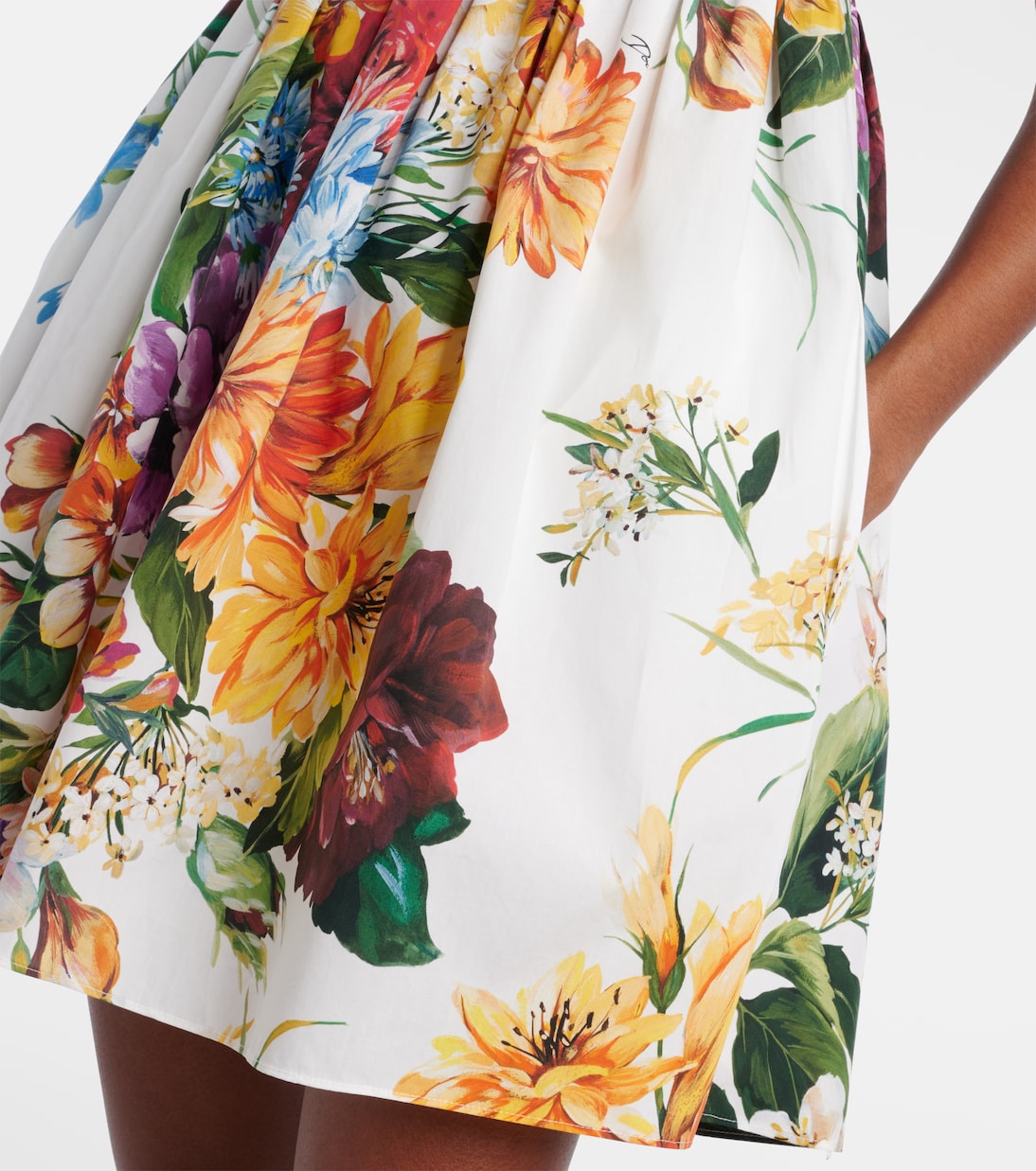 Vestido corto de algodón floral | Dolce&Gabbana