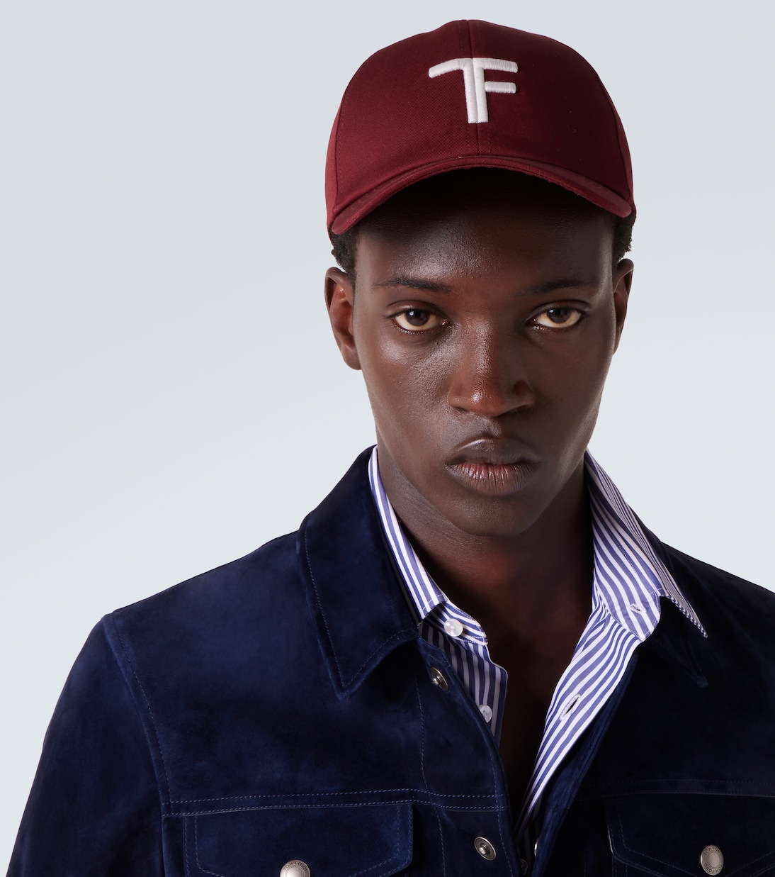 TF embroidered leather-trimmed baseball cap | Tom Ford