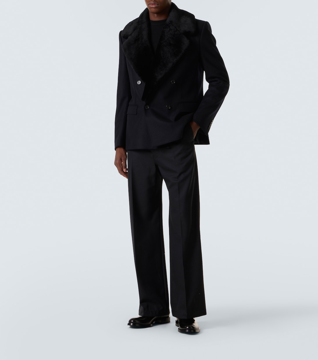 Blazer en laine vierge et shearling | Dolce&Gabbana