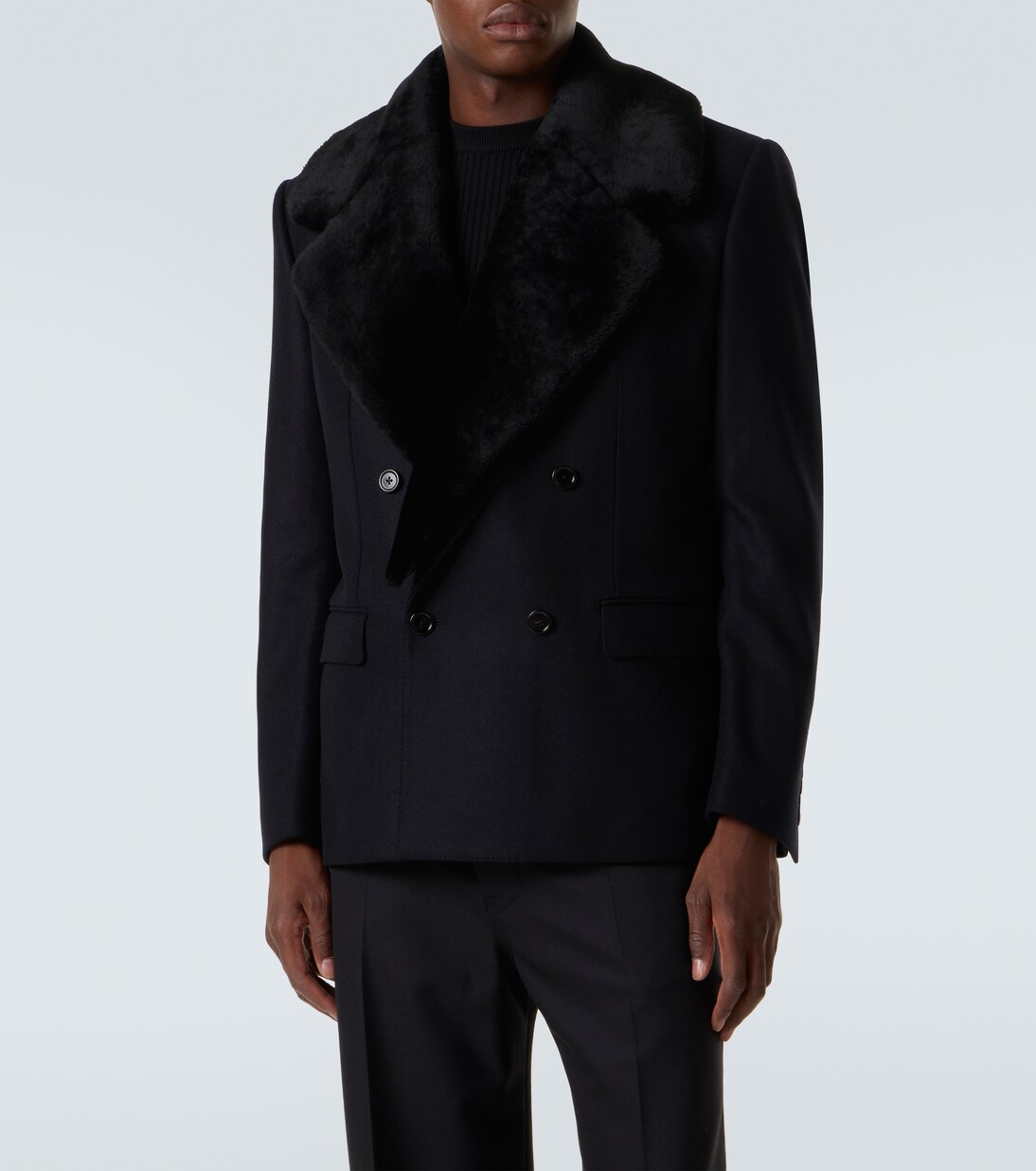 Blazer en laine vierge et shearling | Dolce&Gabbana