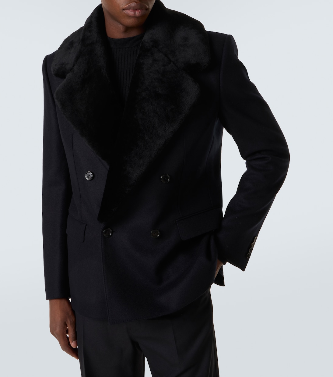 Blazer en laine vierge et shearling | Dolce&Gabbana