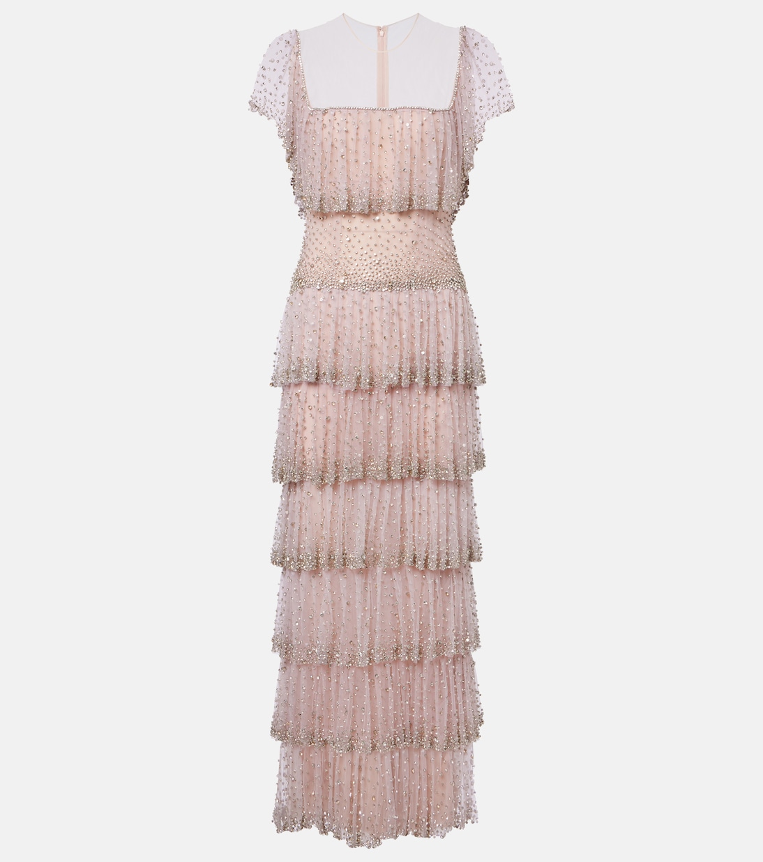 Crystal-embellished tiered gown | Costarellos