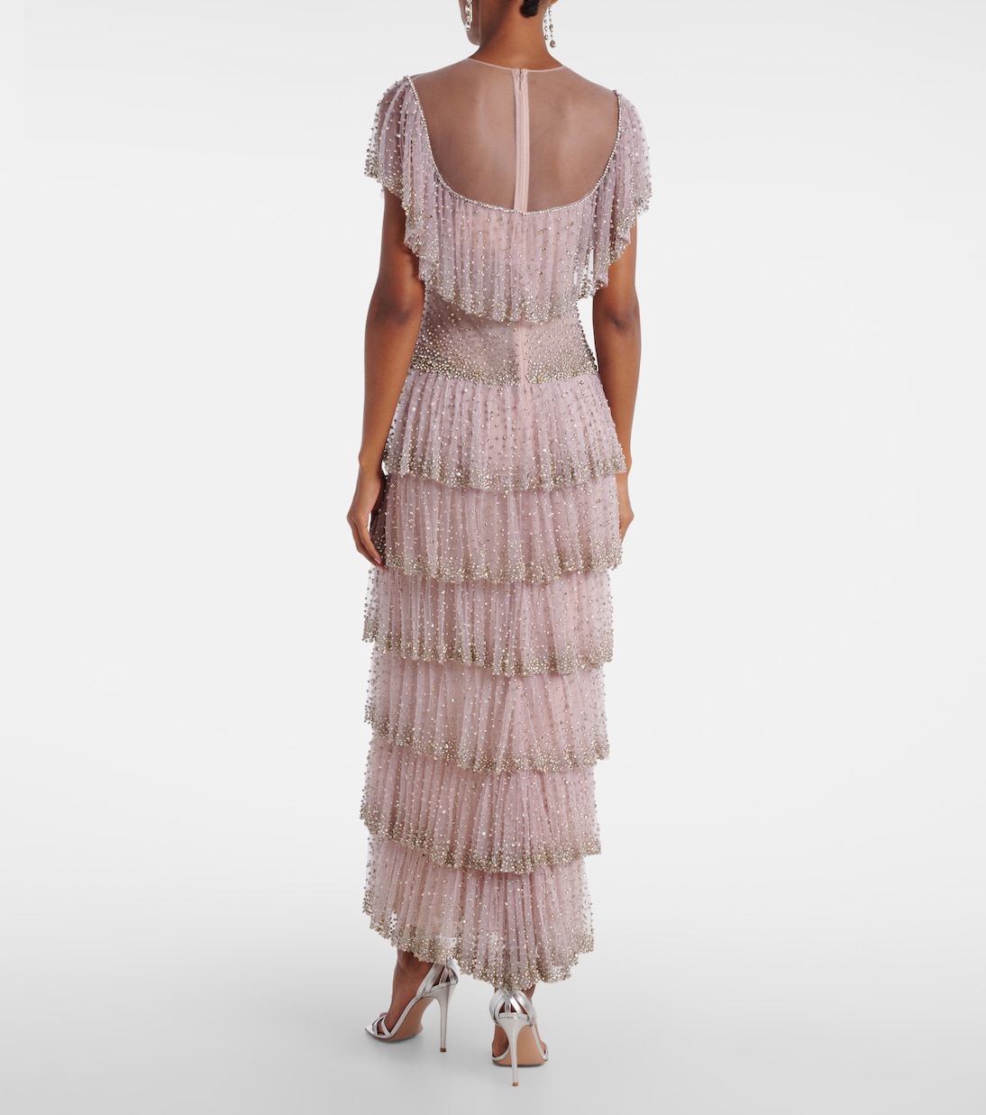 Crystal-embellished tiered gown | Costarellos