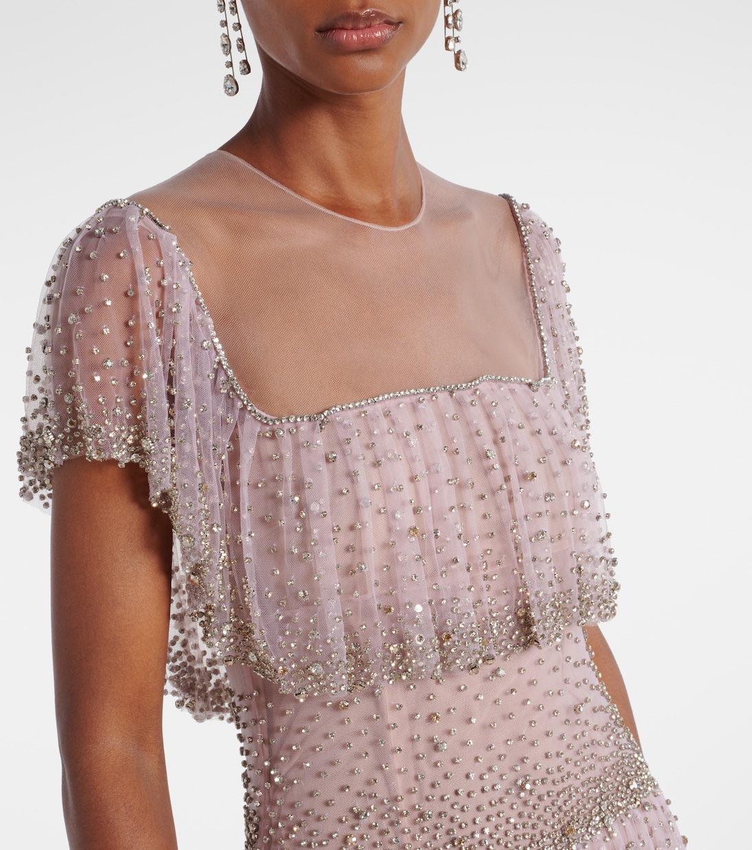 Crystal-embellished tiered gown | Costarellos