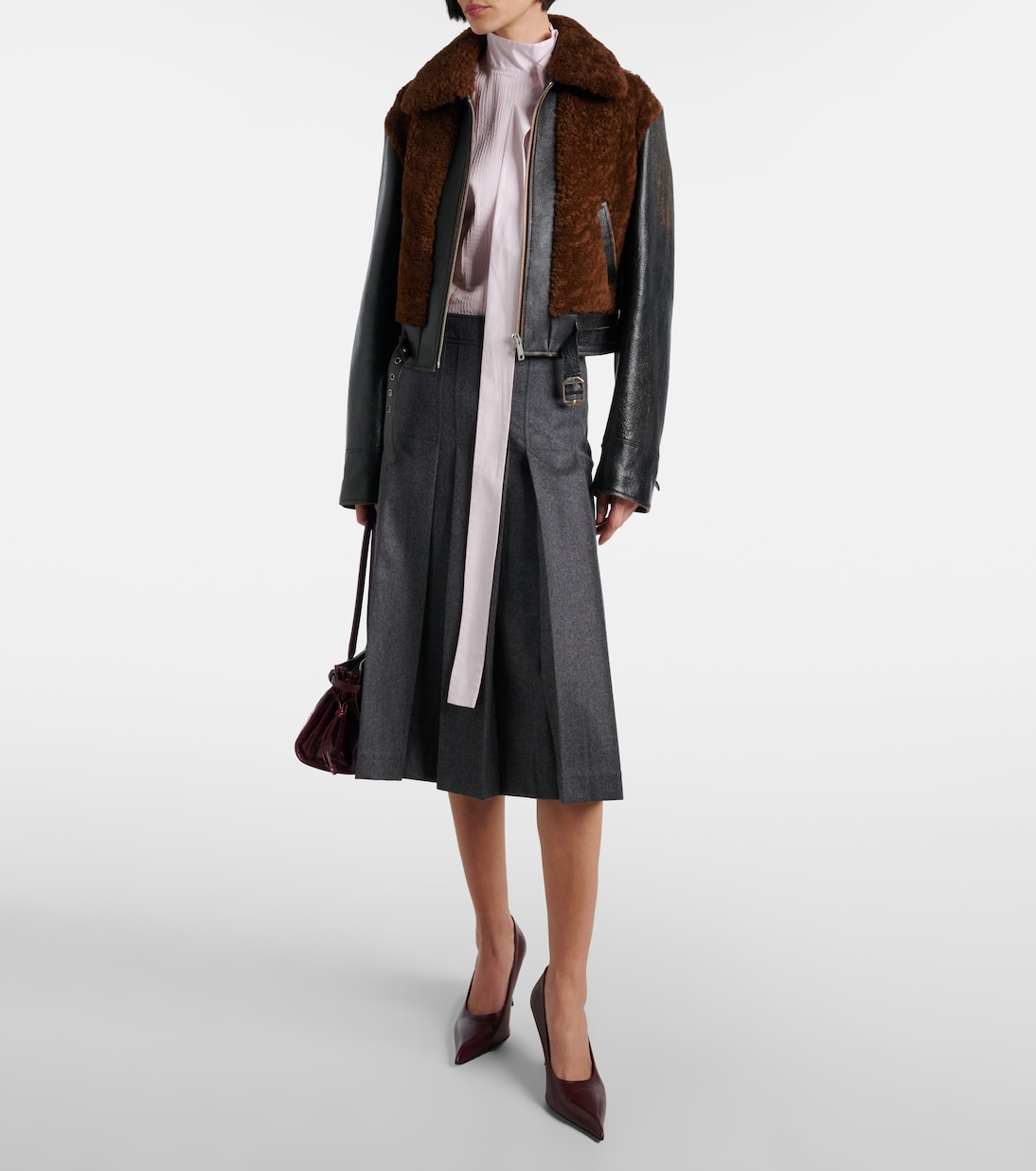 Lederjacke mit Shearling | Prada
