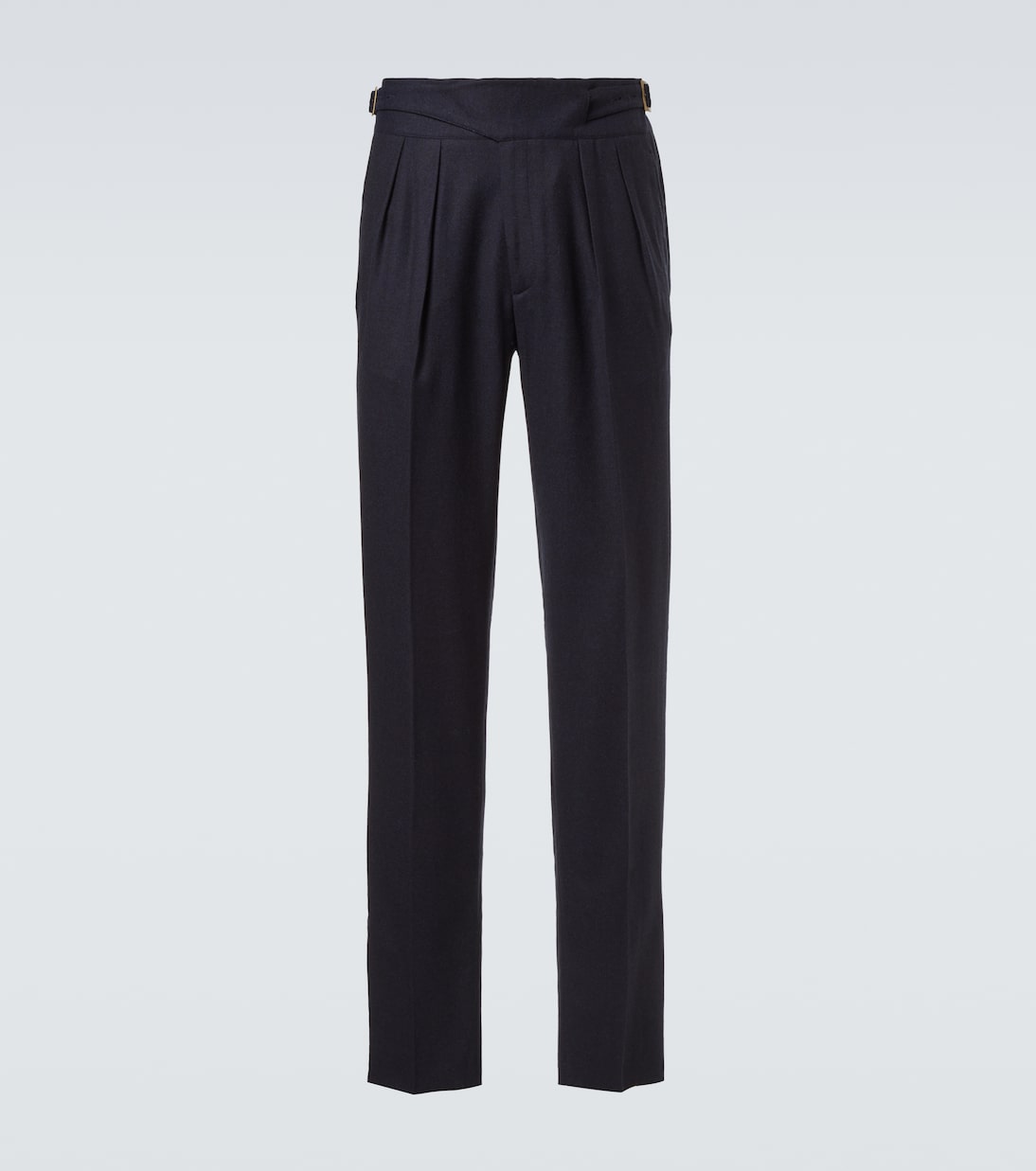 Virgin wool flannel tapered pants | Rubinacci
