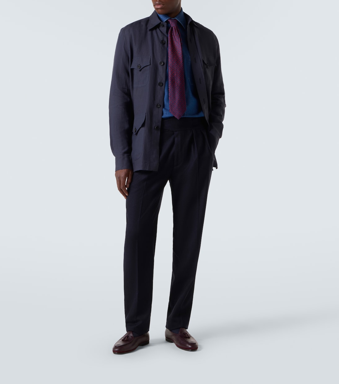 Virgin wool flannel tapered pants | Rubinacci