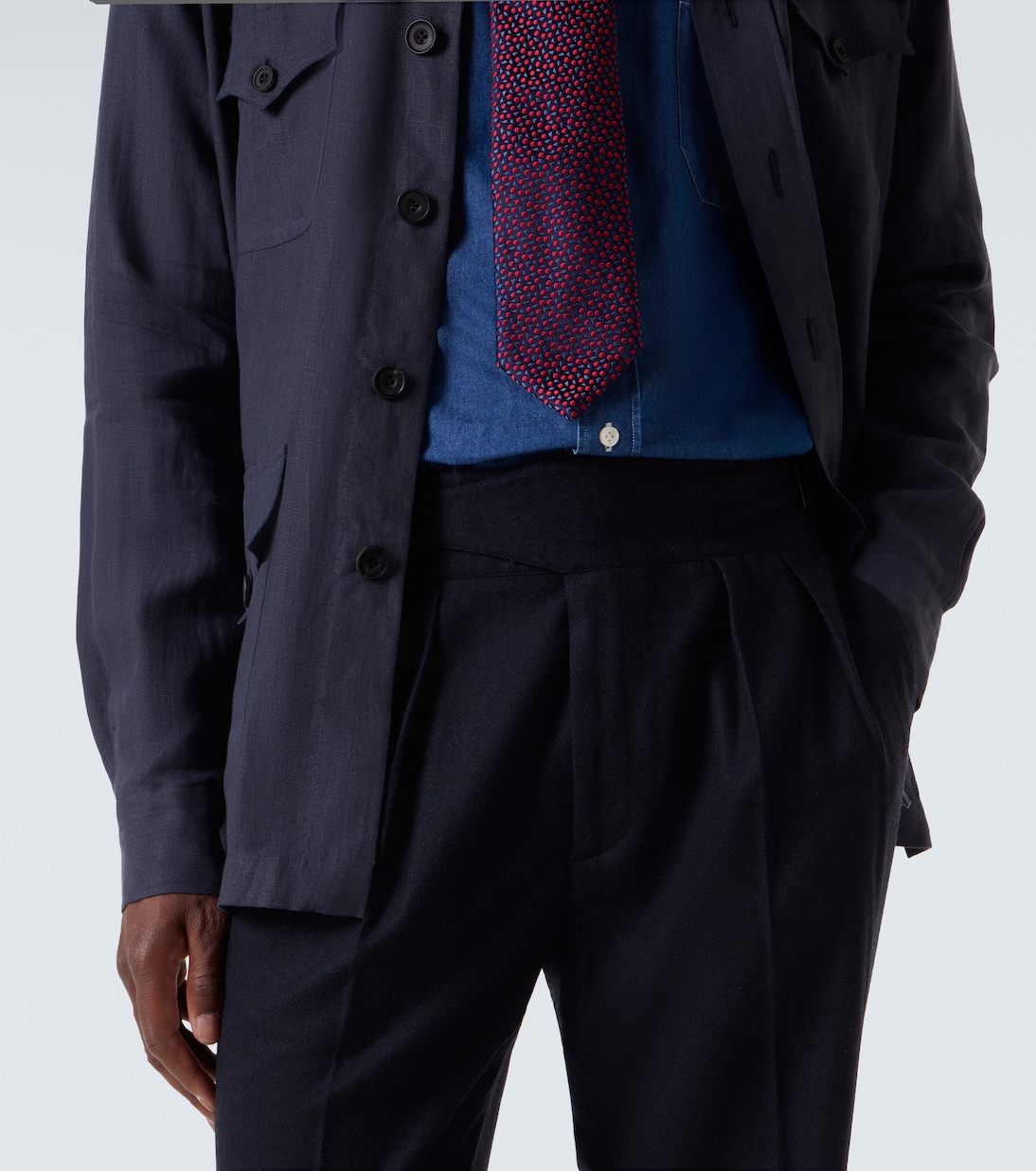 Virgin wool flannel tapered pants | Rubinacci