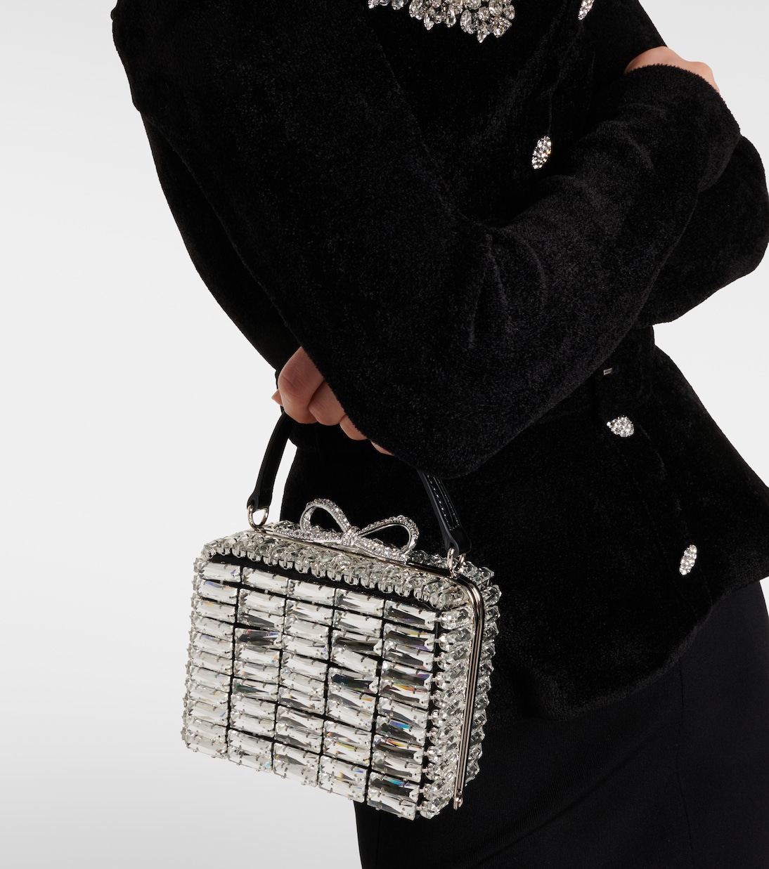 Micro crystal-embellished clutch | Self-Portrait