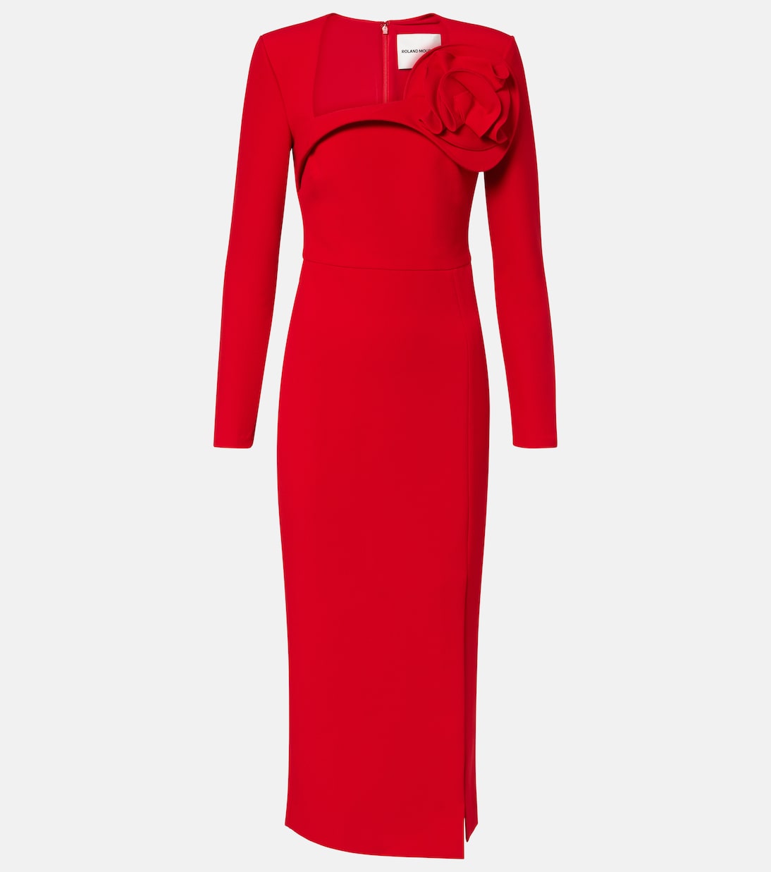 Floral-appliqué crêpe midi dress | Roland Mouret