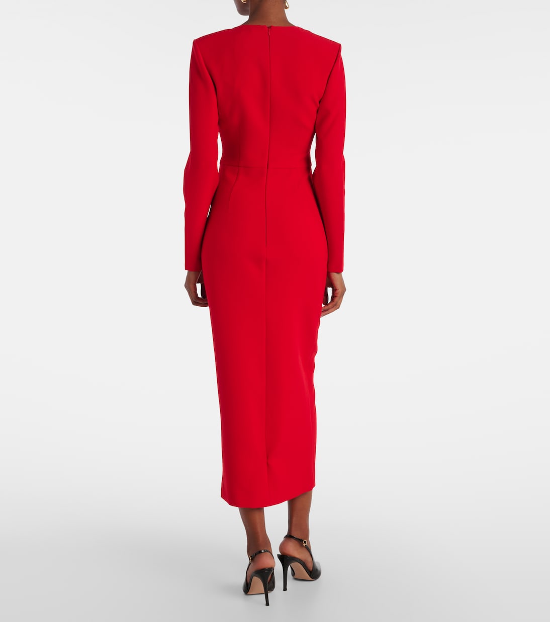 Floral-appliqué crêpe midi dress | Roland Mouret