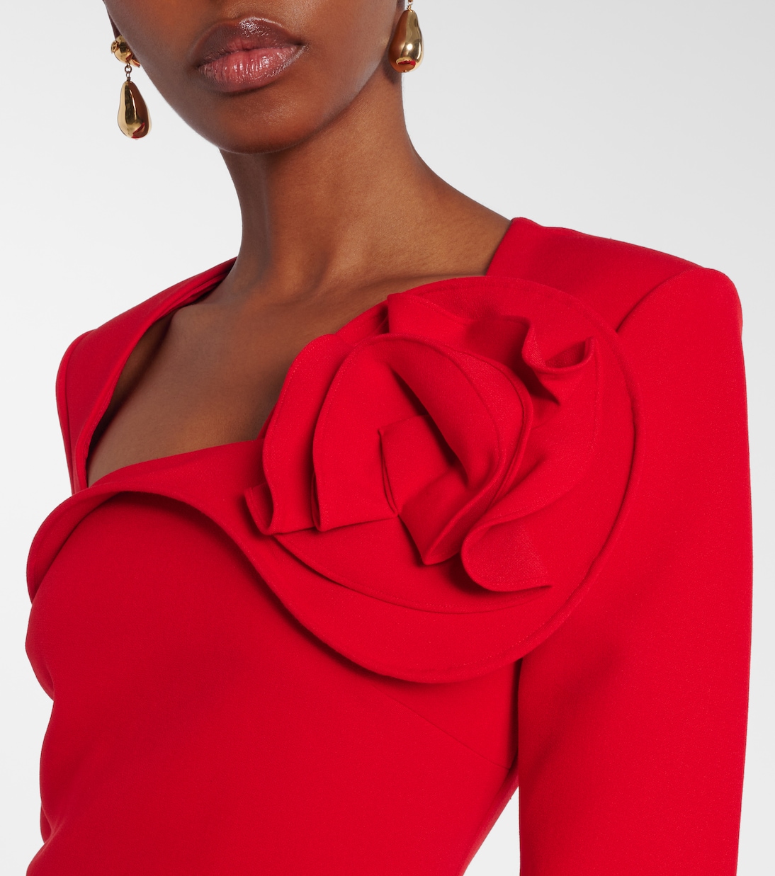 Floral-appliqué crêpe midi dress | Roland Mouret