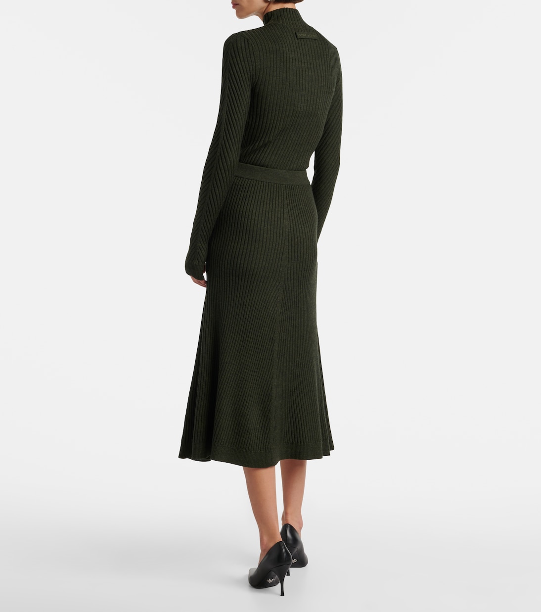 Ribbed-knit wool midi skirt | Victoria Beckham