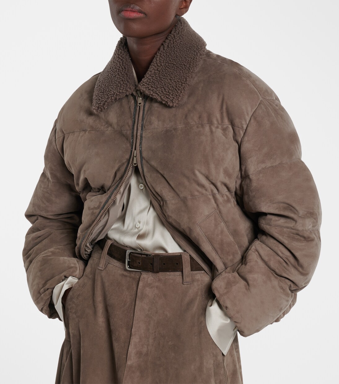 Chaqueta de plumas de ante | Brunello Cucinelli