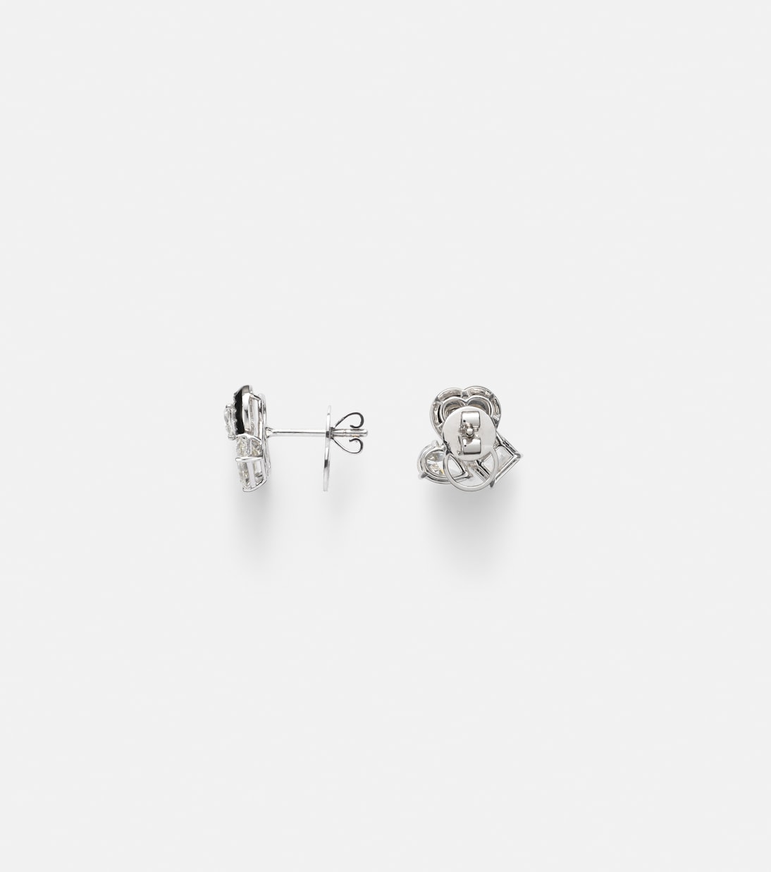 Ohrringe Cluster Heart aus 18kt Weißgold mit Emaille und Diamanten | Kamyen