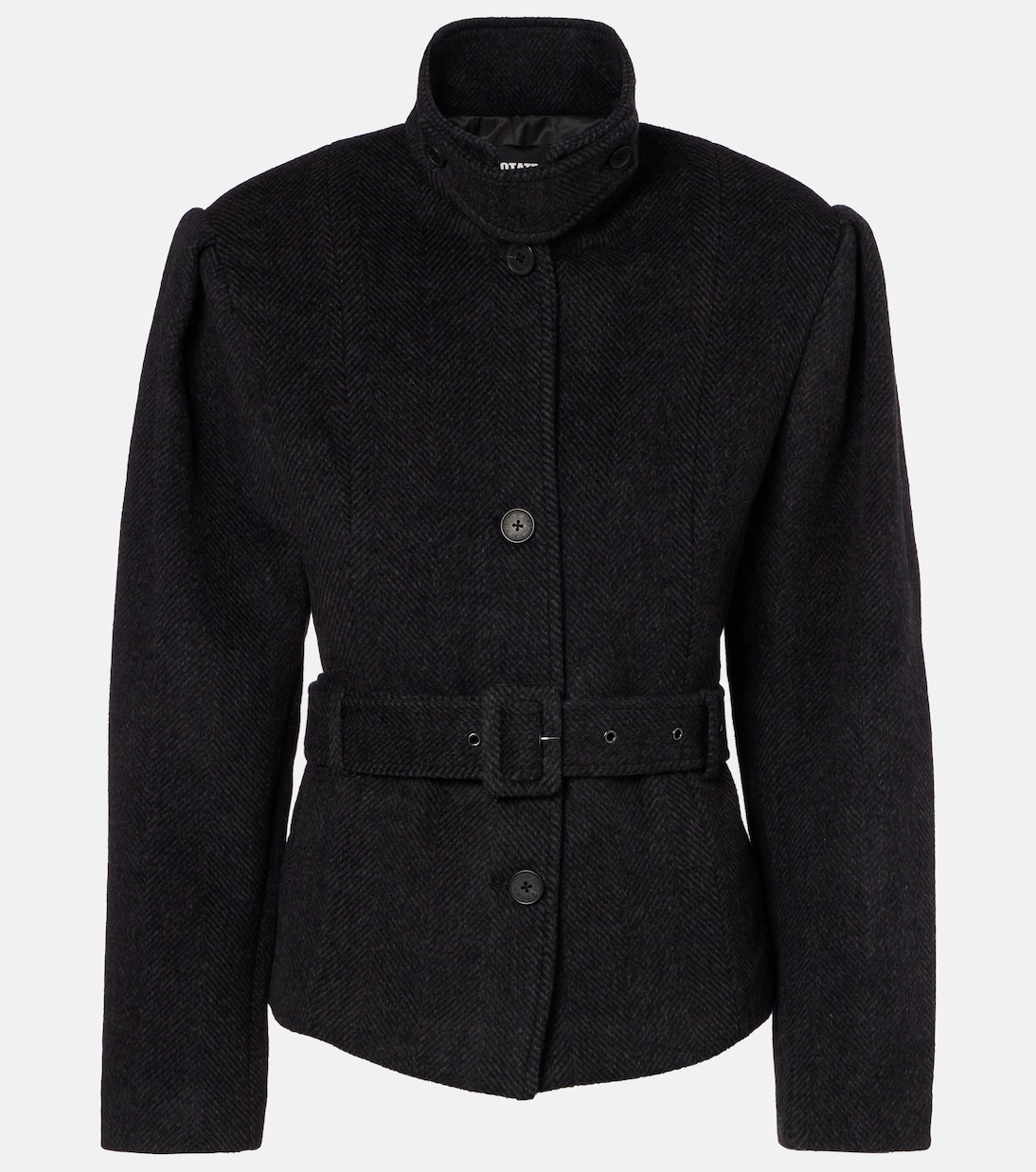 Marie belted herringbone wool-blend jacket | Rotate