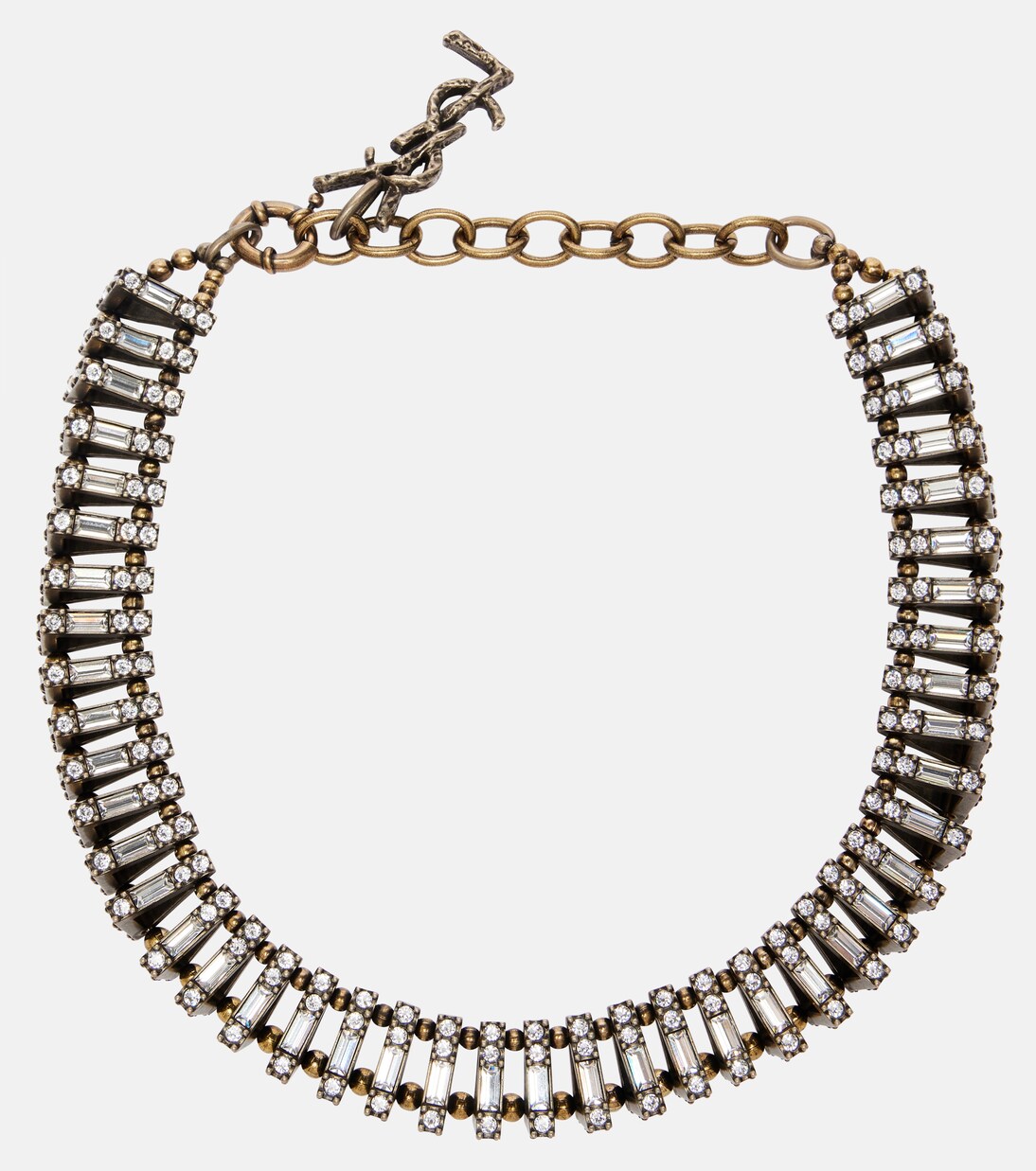 Pyramid crystal-embellished chain necklace | Saint Laurent