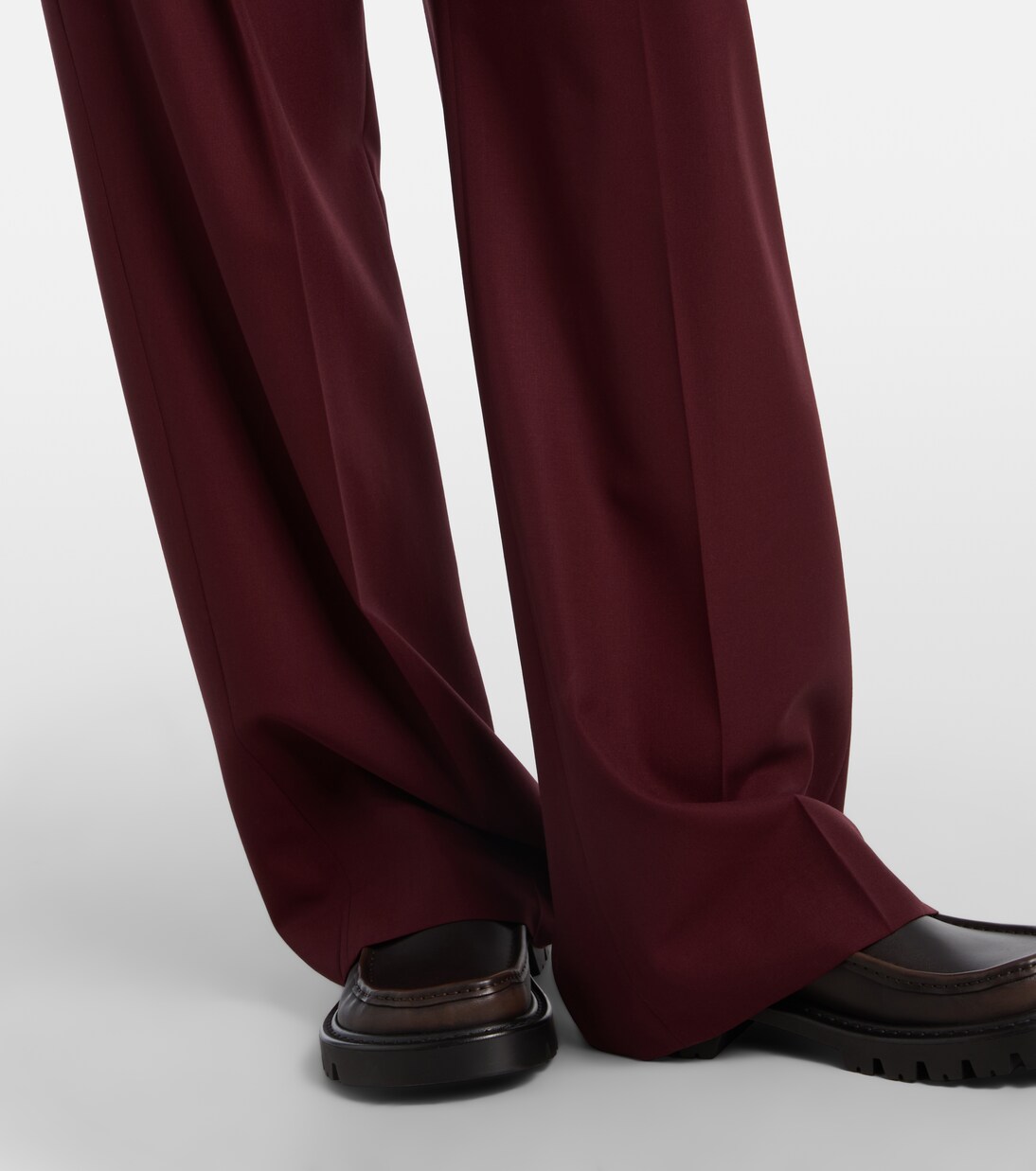 Leather-trimmed wool wide-leg pants | Loewe