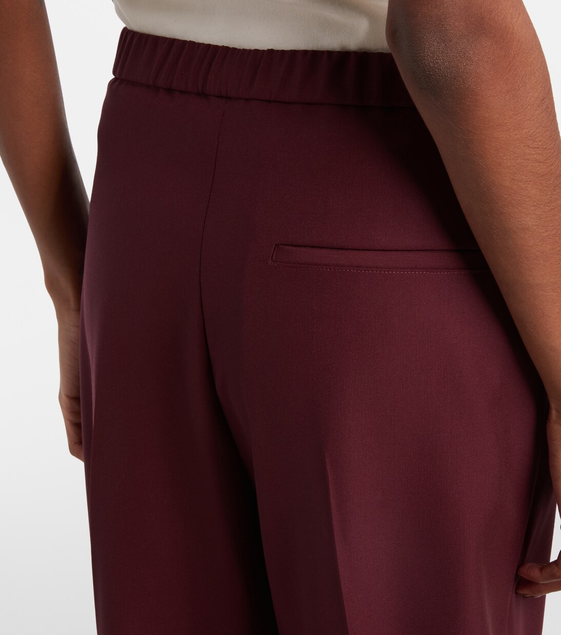 Leather-trimmed wool wide-leg pants | Loewe