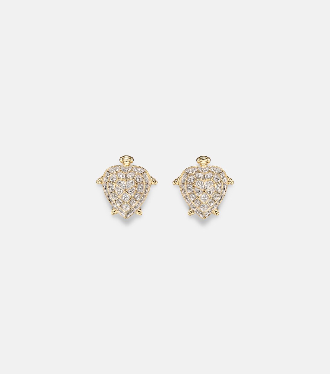Tortue Coeur 9kt gold earrings with diamonds | Yvonne Léon