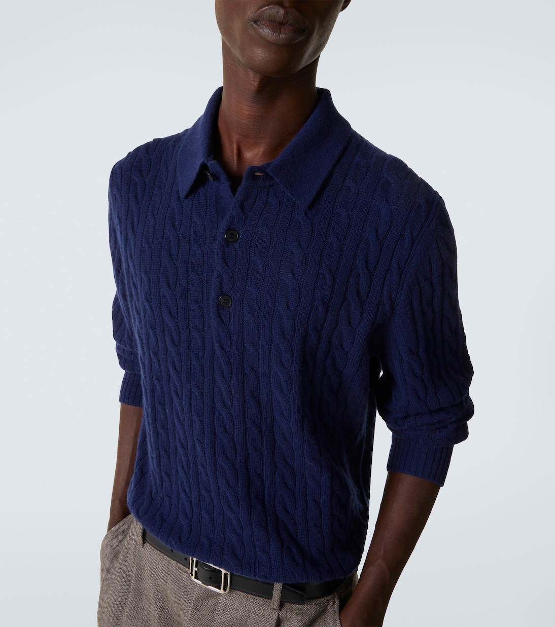 Cable-knit cashmere polo sweater | Arch4