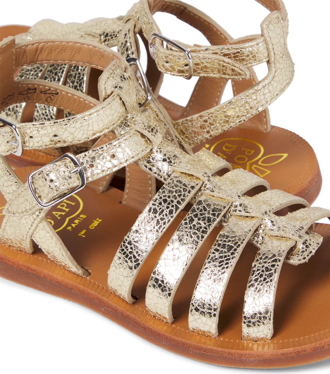 Sandales en cuir métallisé | Pom d'Api