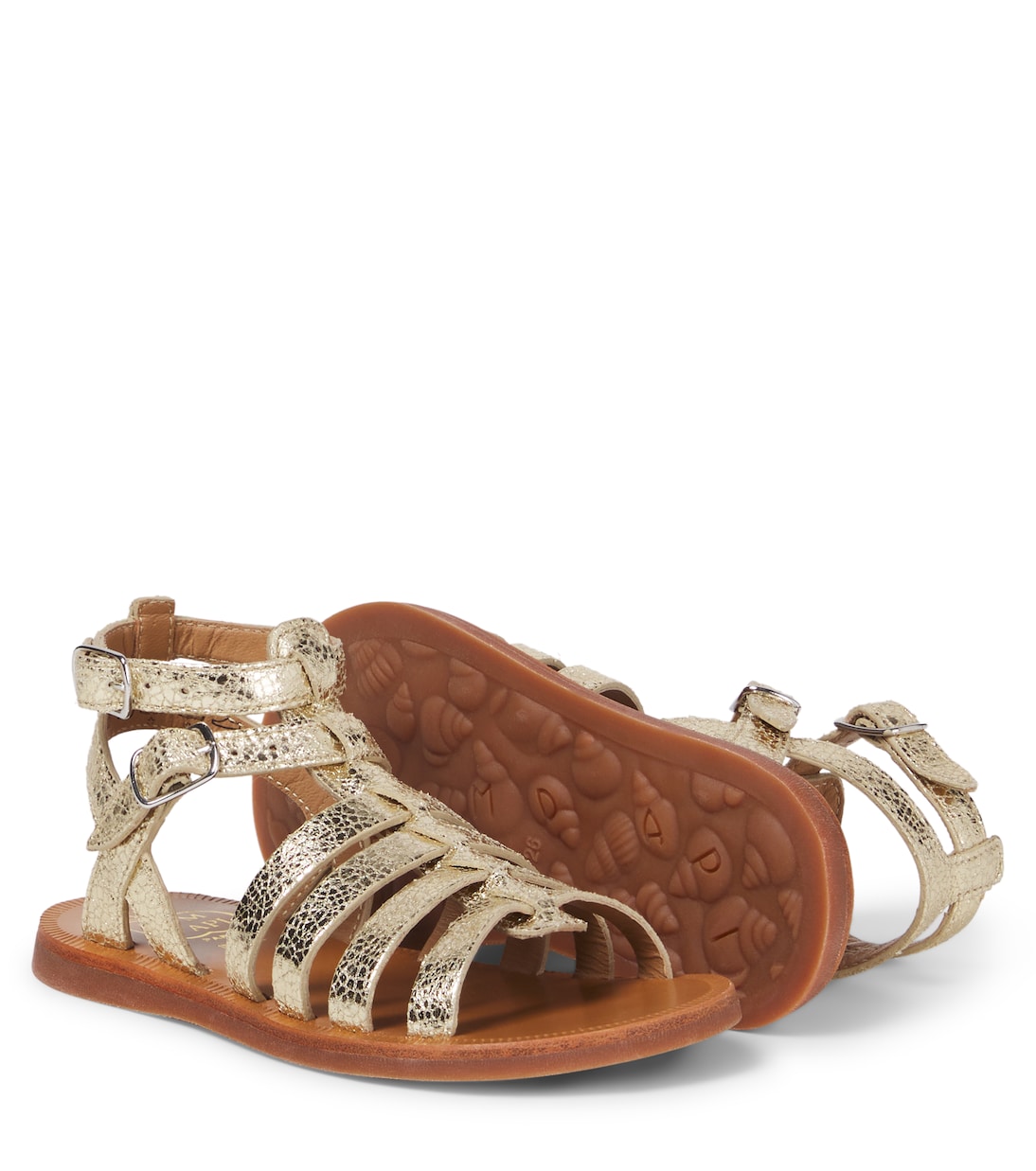 Sandales en cuir métallisé | Pom d'Api