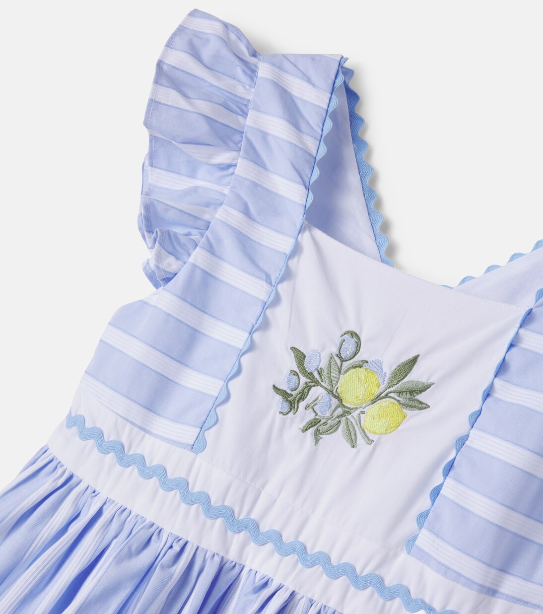 Embroidered striped cotton poplin dress | Patachou