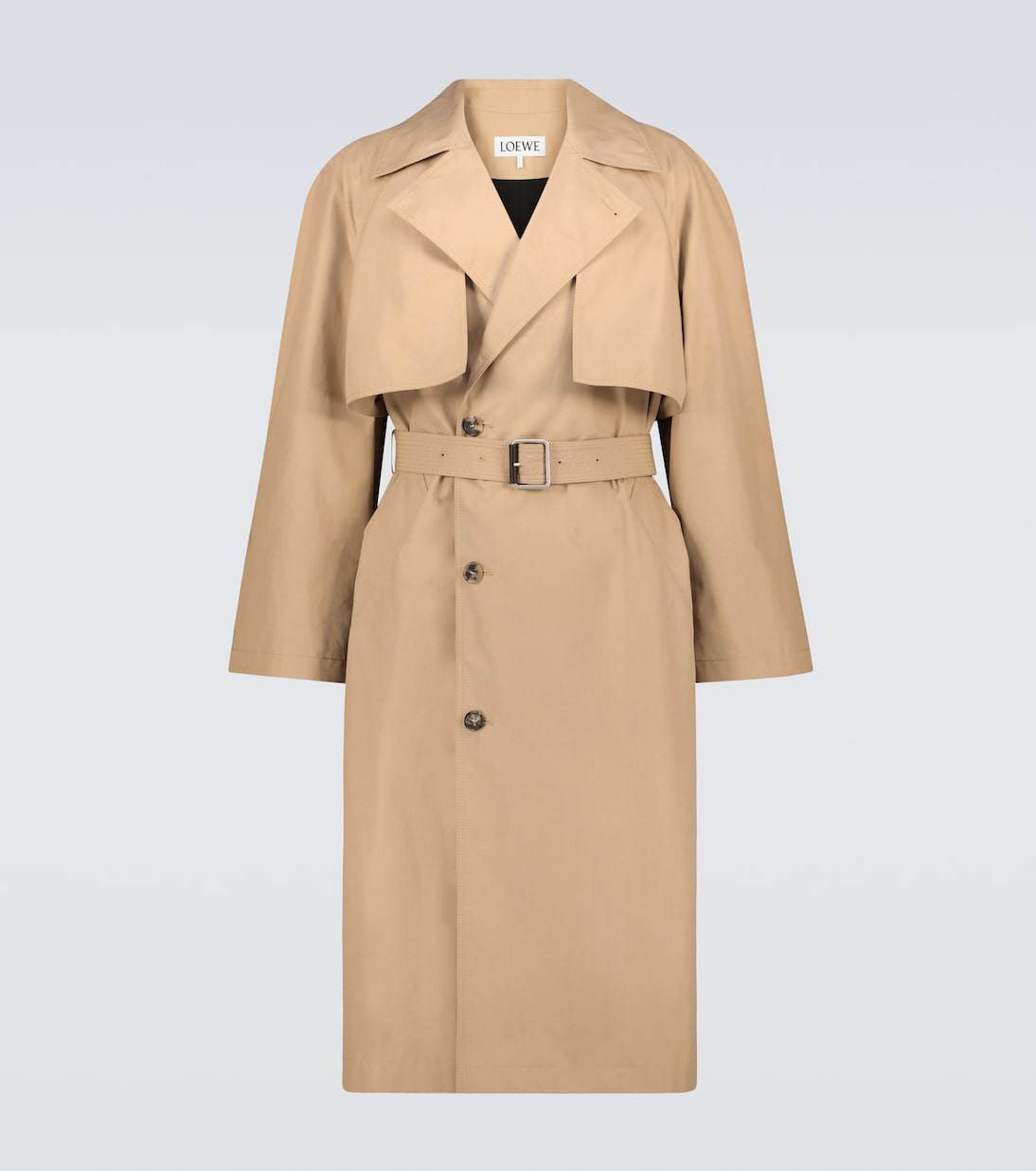 Double flap cotton trench coat in beige Loewe Mytheresa
