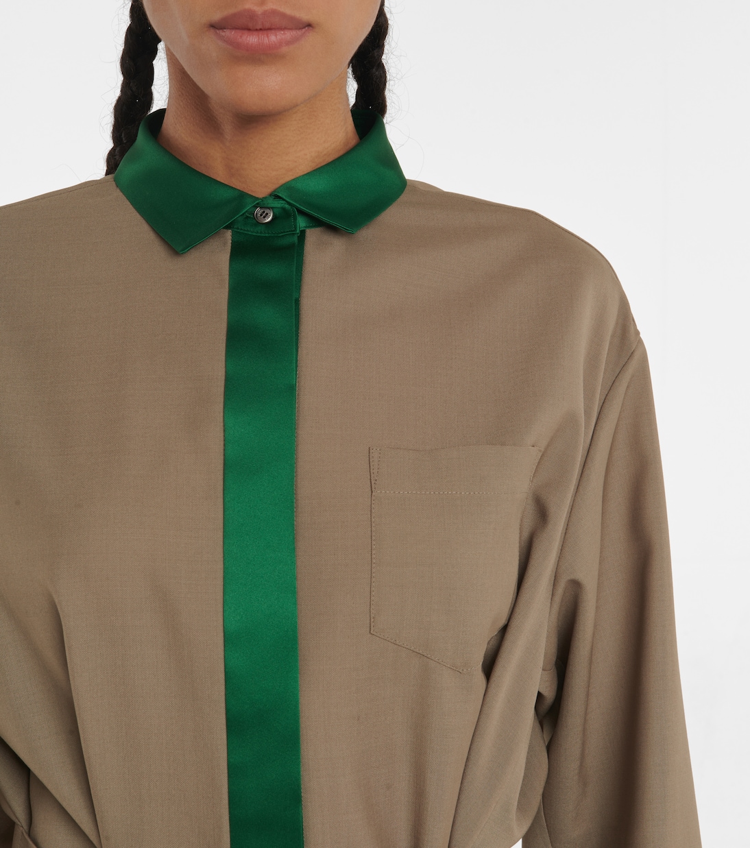 Pleated satin-trimmed minidress | Sacai