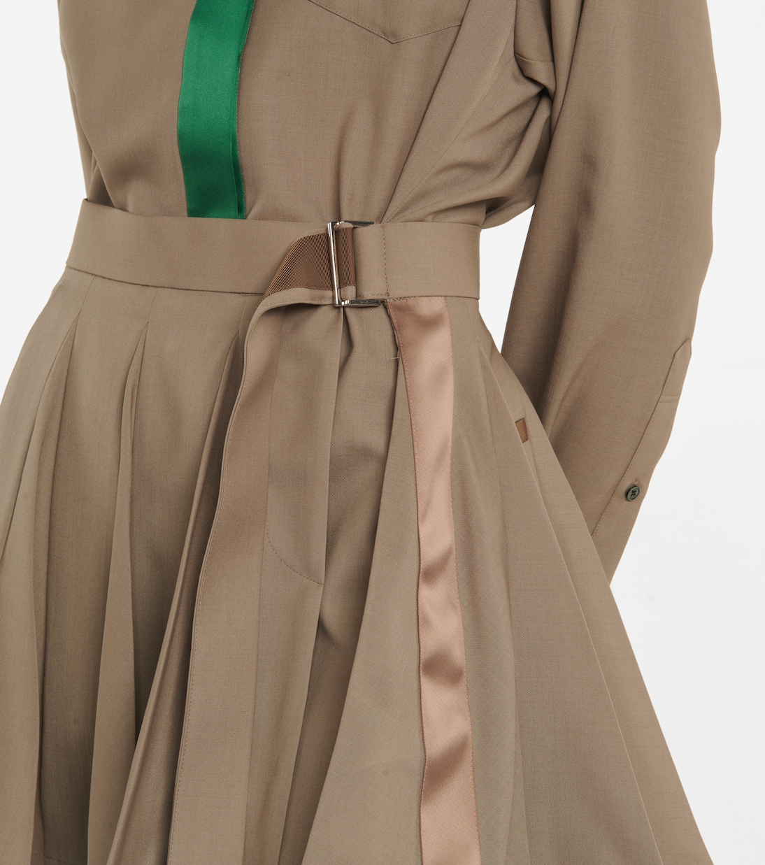 Pleated satin-trimmed minidress | Sacai