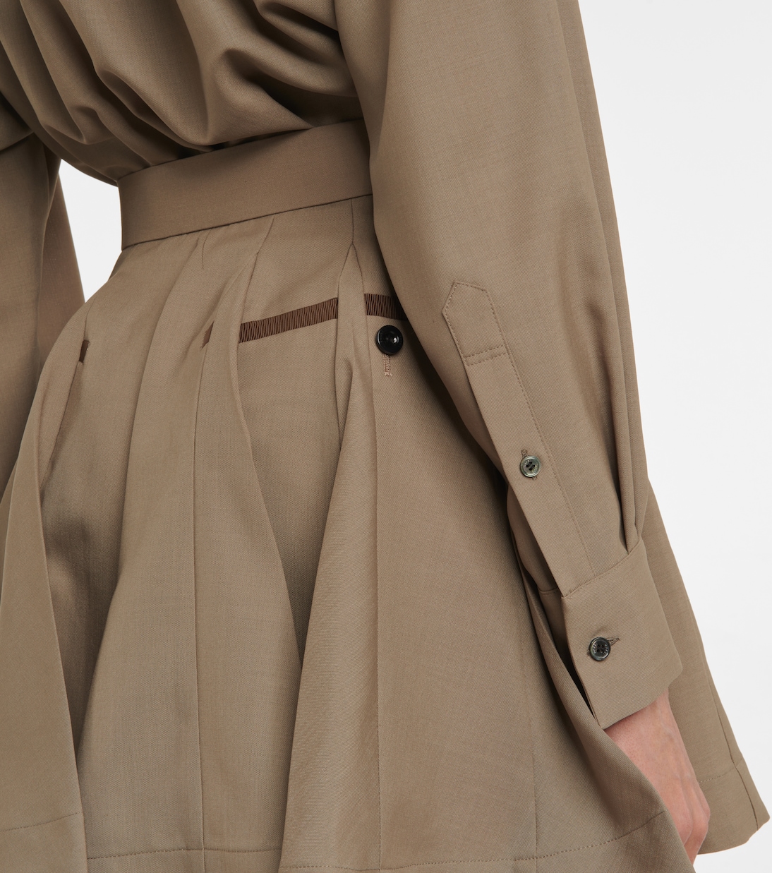 Pleated satin-trimmed minidress | Sacai