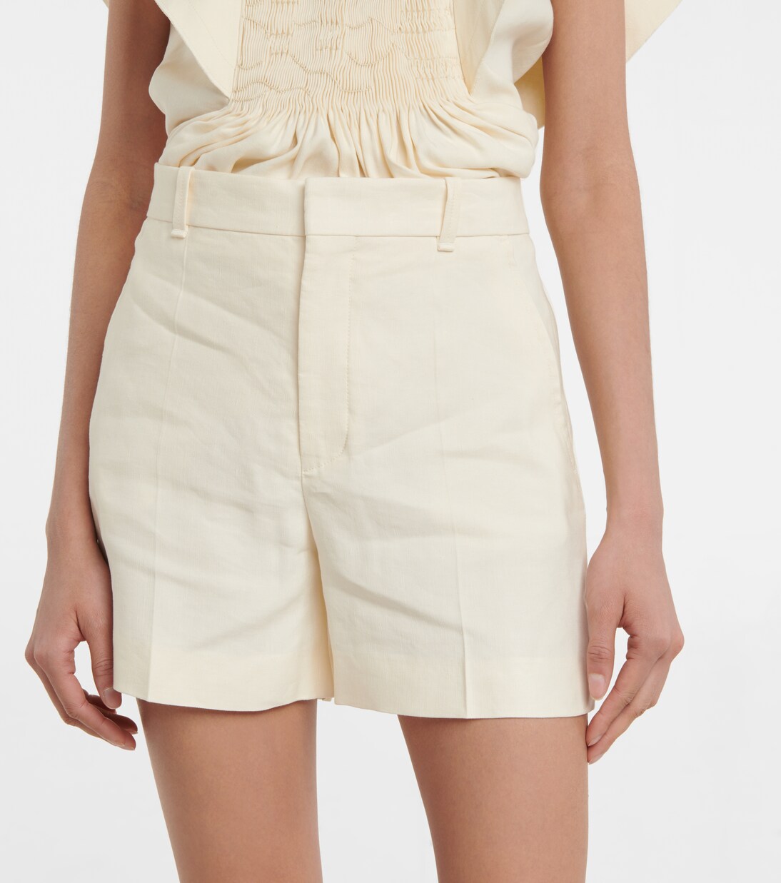 Shorts in lino e seta a vita alta | Chloé