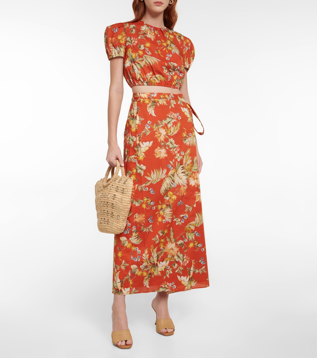 Vacation – Jupe portefeuille longue Hermia en coton à fleurs | Erdem