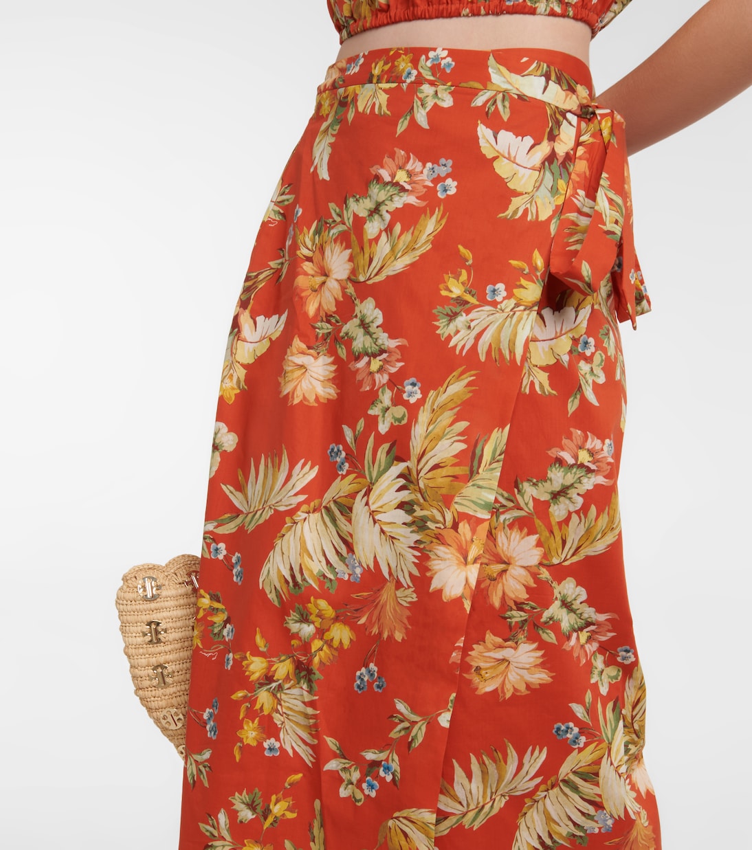 Vacation – Jupe portefeuille longue Hermia en coton à fleurs | Erdem