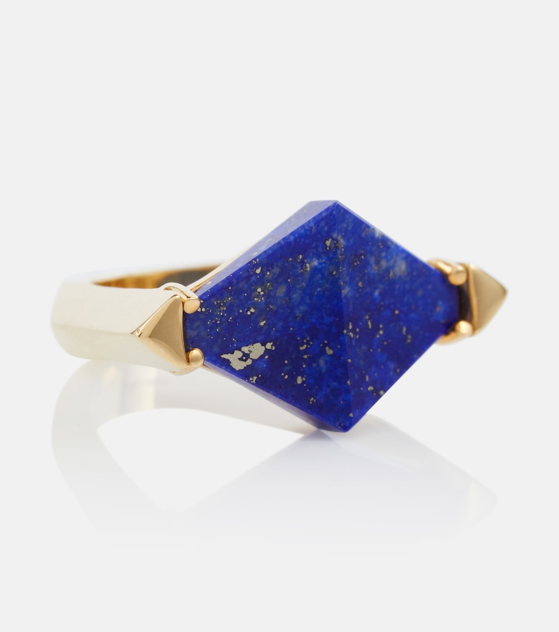 Deco Rombo 9kt gold ring with lapis lazuli | Aliita