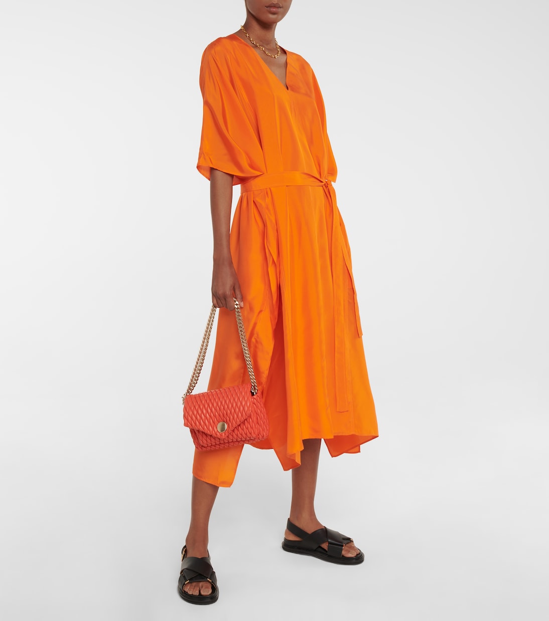 Robe midi Darya en soie Habotai | Joseph
