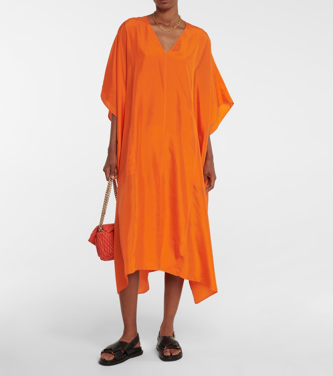 Robe midi Darya en soie Habotai | Joseph