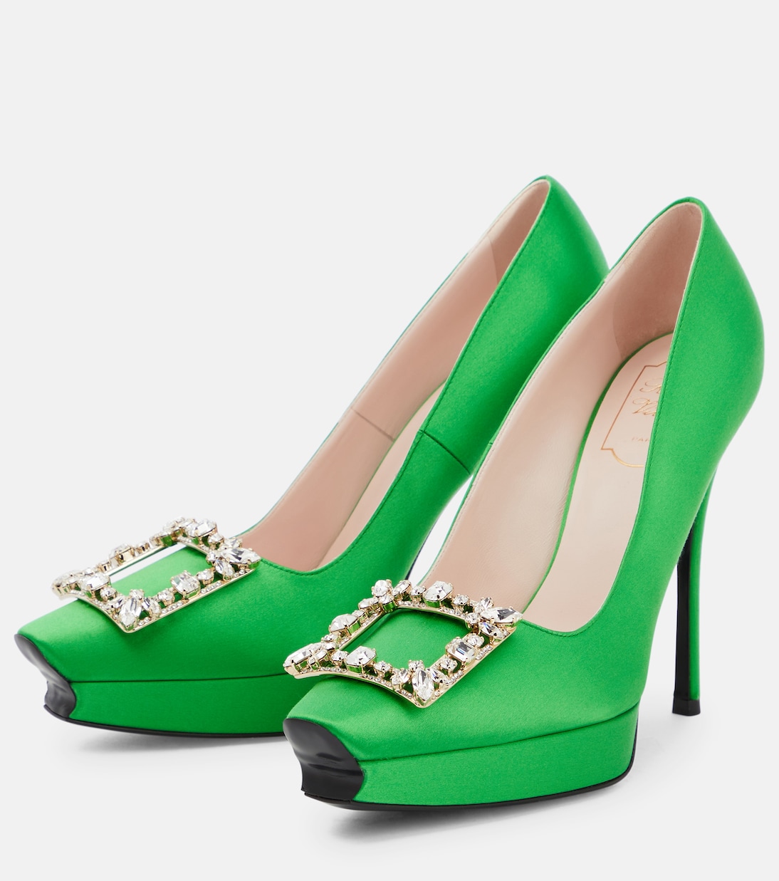 Salones Flower Strass de satén | Roger Vivier